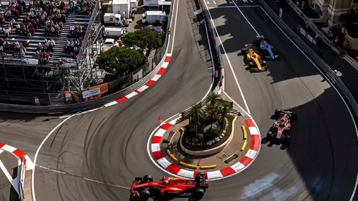 Monaco street circuit above Port Hercule